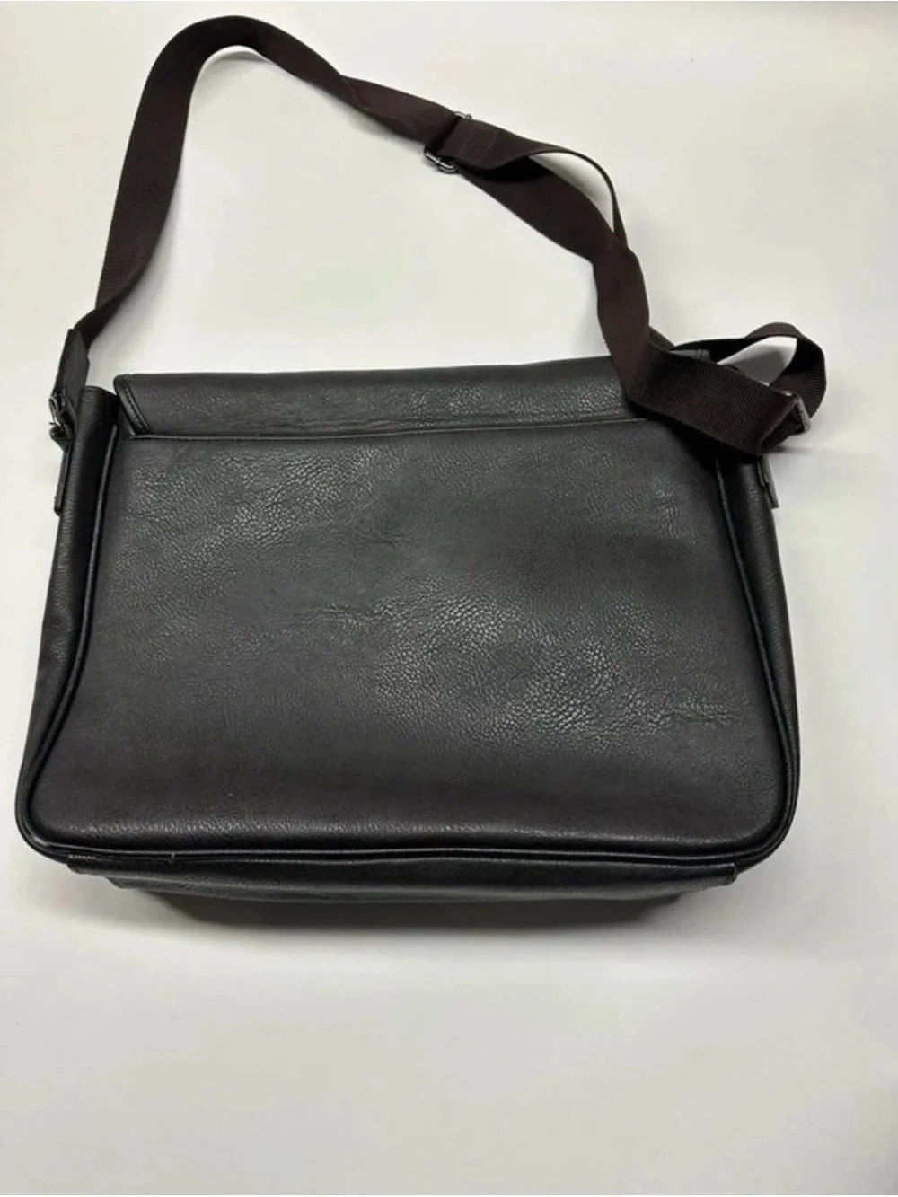 Ted Baker Black Leather Messenger with Burgundy and Cream Stripe